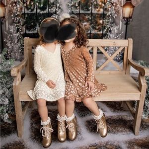 Cotton On girls ivory velvet burnout leopard dress, size 4T.